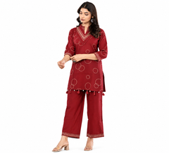 Stylish Crimson Luxe Co-ord Set