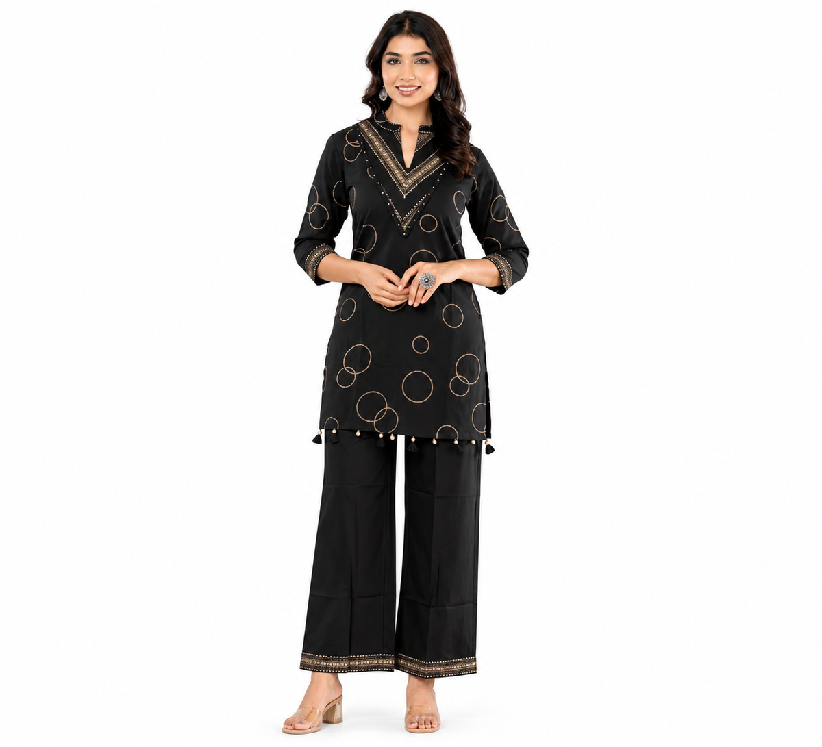 Stylish Black Embroidered Co-Ord Set