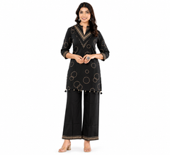 Stylish Black Embroidered Co-Ord Set