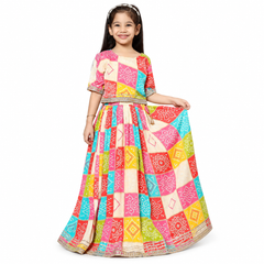 Multicolor Bandhani Print Lehenga Choli Set