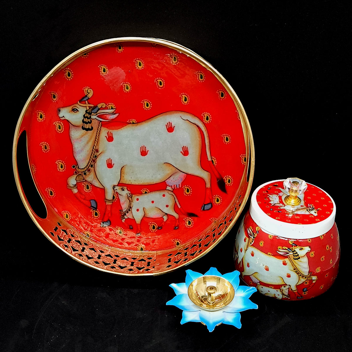 Decorative Tray with Jar and tealigjht