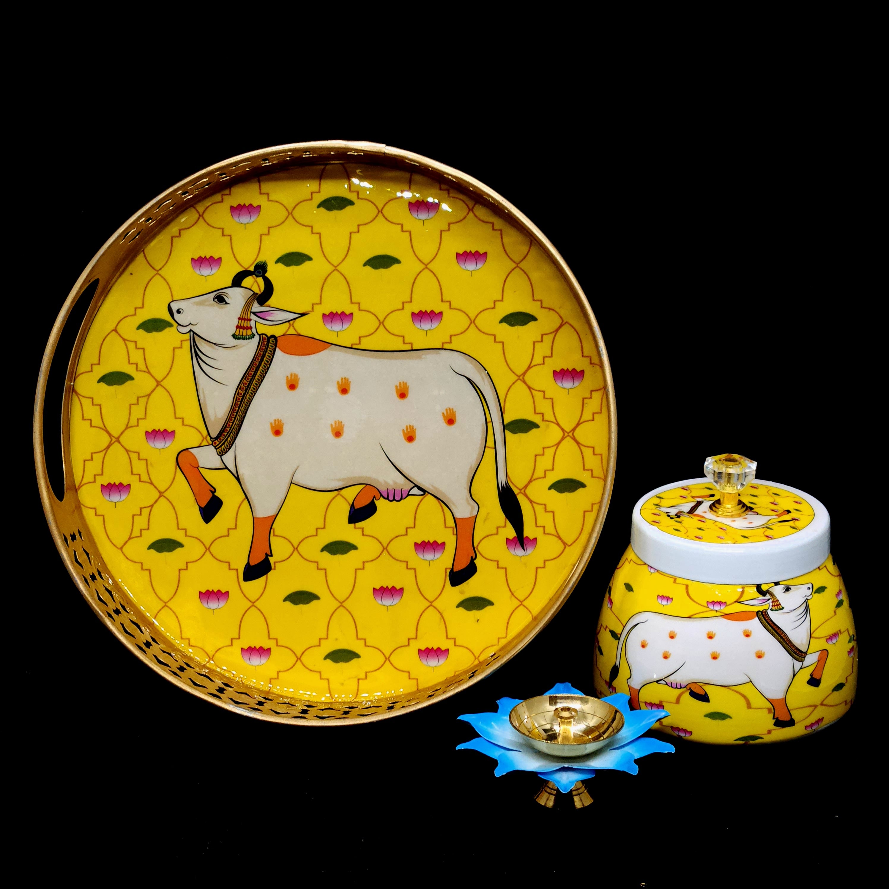 Decorative Tray with Jar and tealigjht