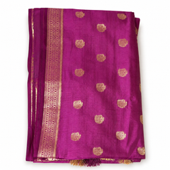 Classic Purple Raw Silk Saree with Golden Zari Border