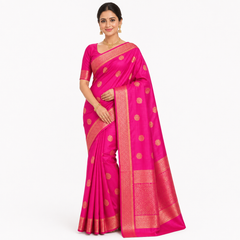 Elegant Handwoven Raw Silk Saree in Pink