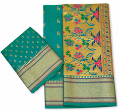 Royal Paithani Silk Sea Green Saree with Intricate Gold Bhutta