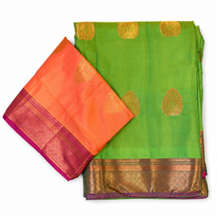 Classic Green Gadwal Silk Saree with Gold Border