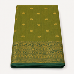 Light Green Bangalore Silk Saree with Gold Border & Motifs