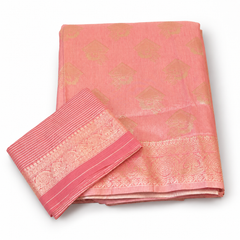 Elegant Pink Maheshwari Saree with Traditional Weave