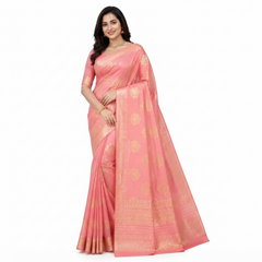 Elegant Pink Maheshwari Saree with Traditional Weave