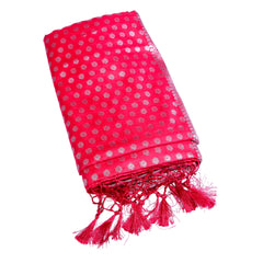 Red Silk Saree with Silver Zari Weave