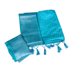 Aqua Blue Silk Saree with All-Over Zari Pattern