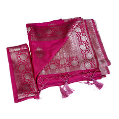 Magenta Silk Saree with Heavy Zari Work
