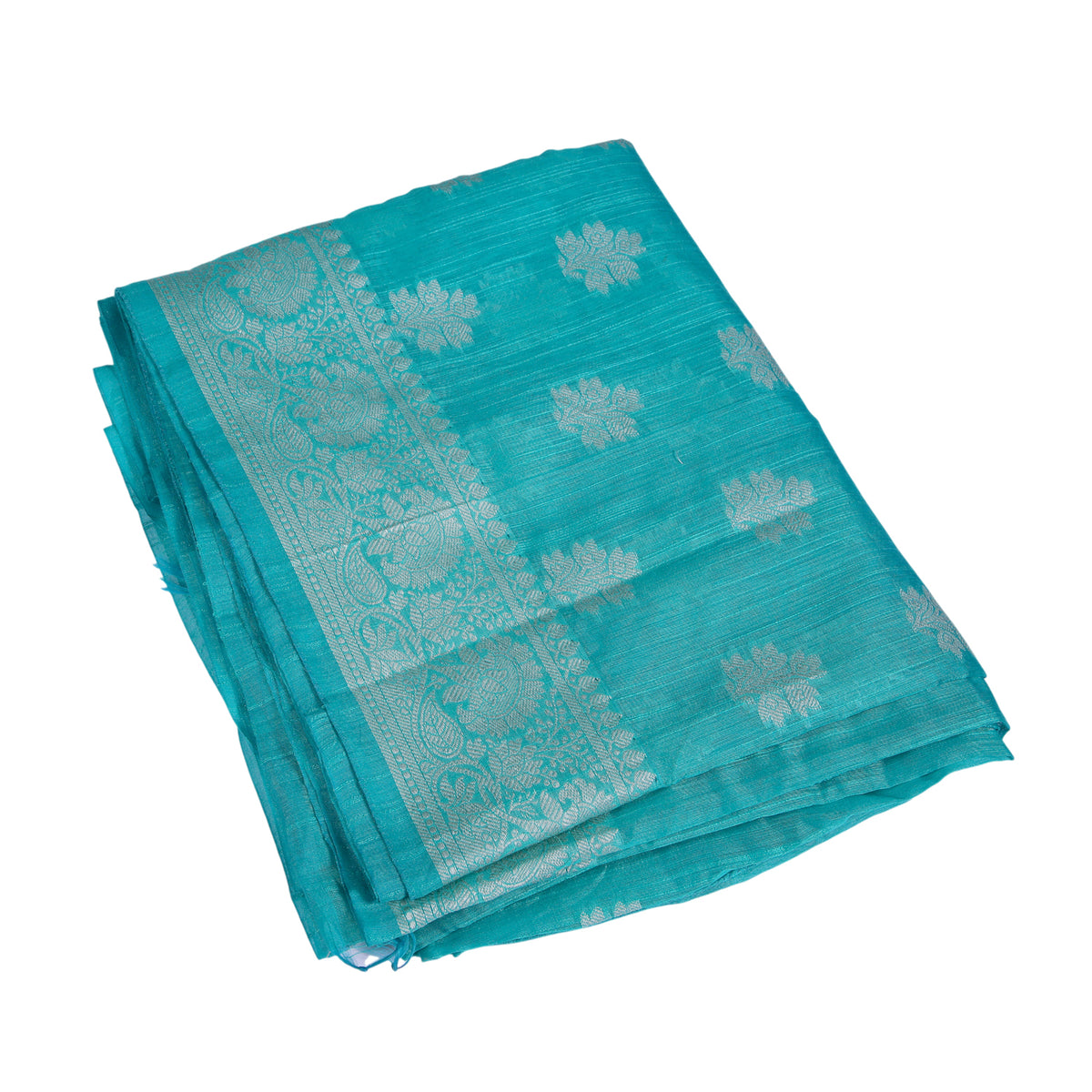 Aqua Blue Silk Saree with Silver Zari Weaving
