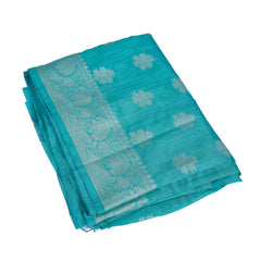 Aqua Blue Silk Saree with Silver Zari Weaving