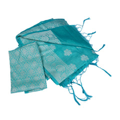 Aqua Blue Silk Saree with Silver Zari Weaving