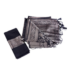 Black Silk Saree with Heavy Antique Zari Weaving