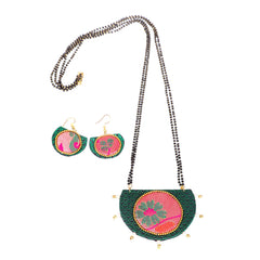 Emerald Bloom Khun Paithani Mangalsutra Set