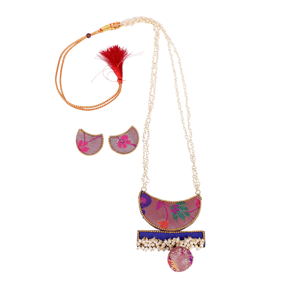 Paithani Crescent Shape Necklace Set