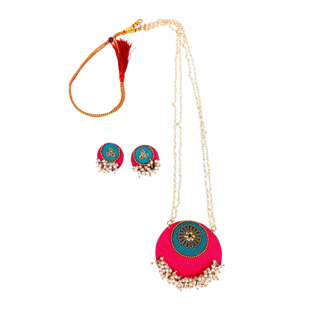 Pink Pearl Paithani Necklace Set