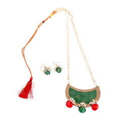 Emerald Crest Silk Necklace Set