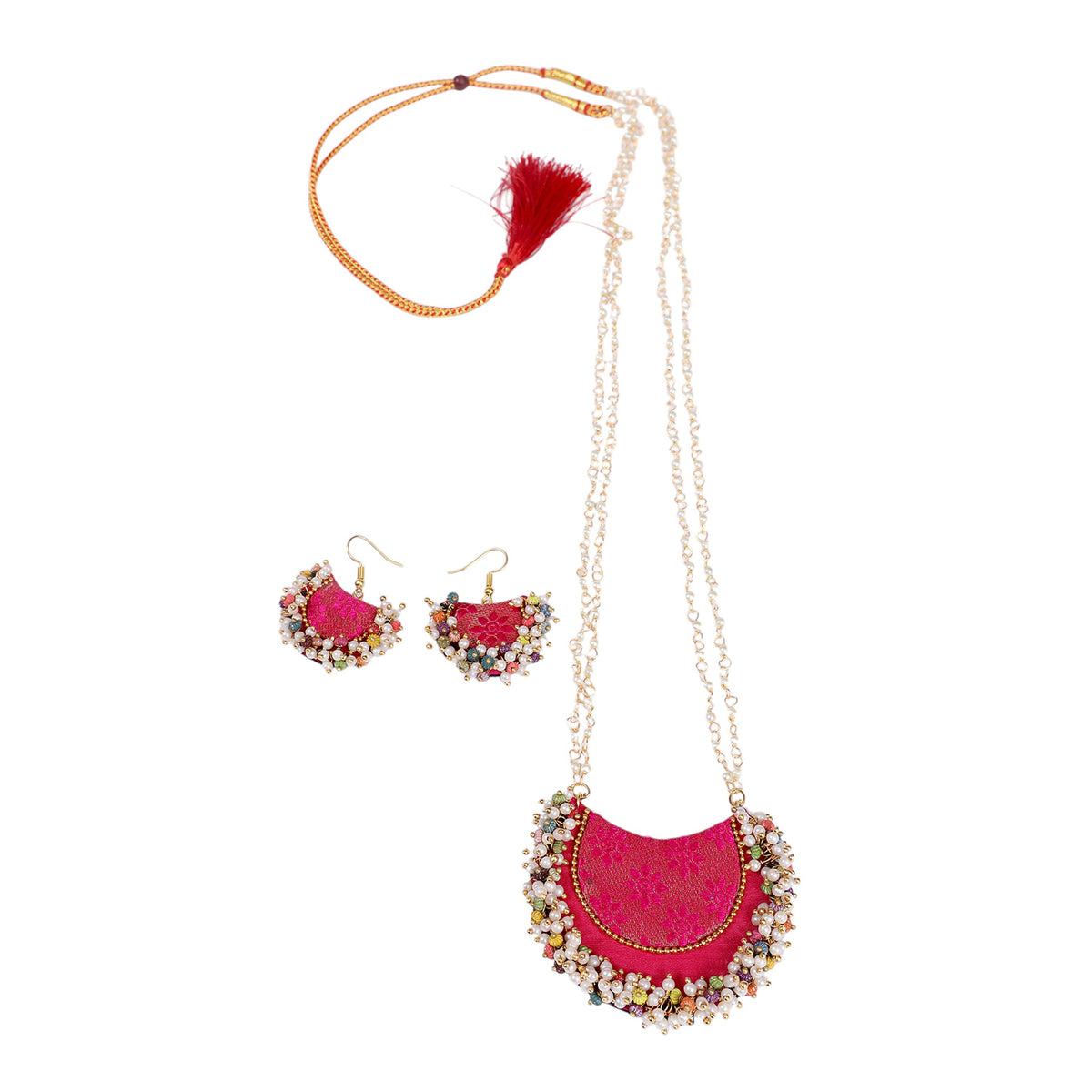 Fuchsia Pearl Bloom Necklace Set