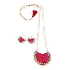 Fuchsia Pearl Bloom Necklace Set