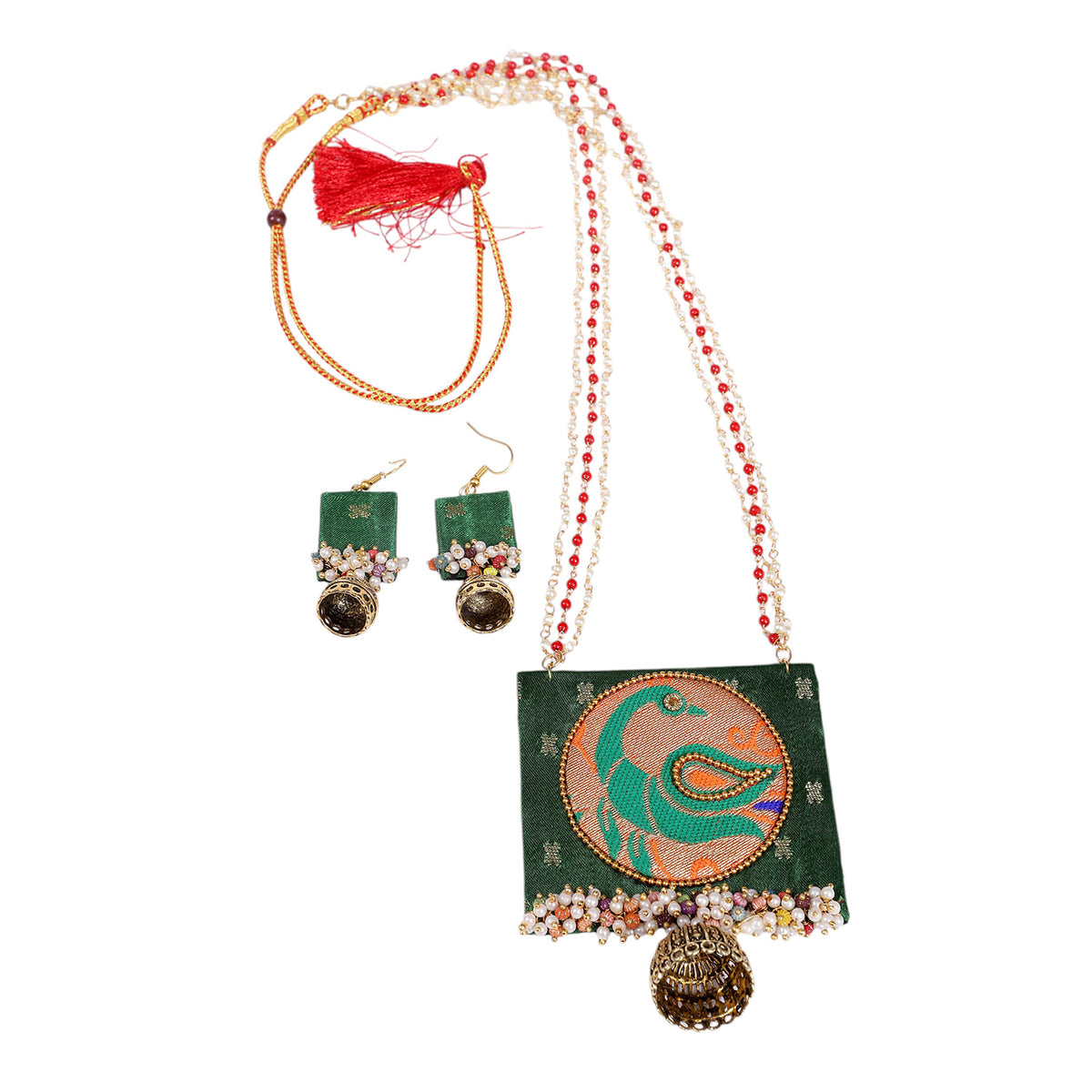 Emerald Plume Necklace Set