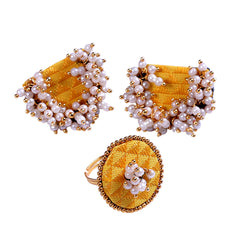 Silk Fabric Earrings and Ring Sets