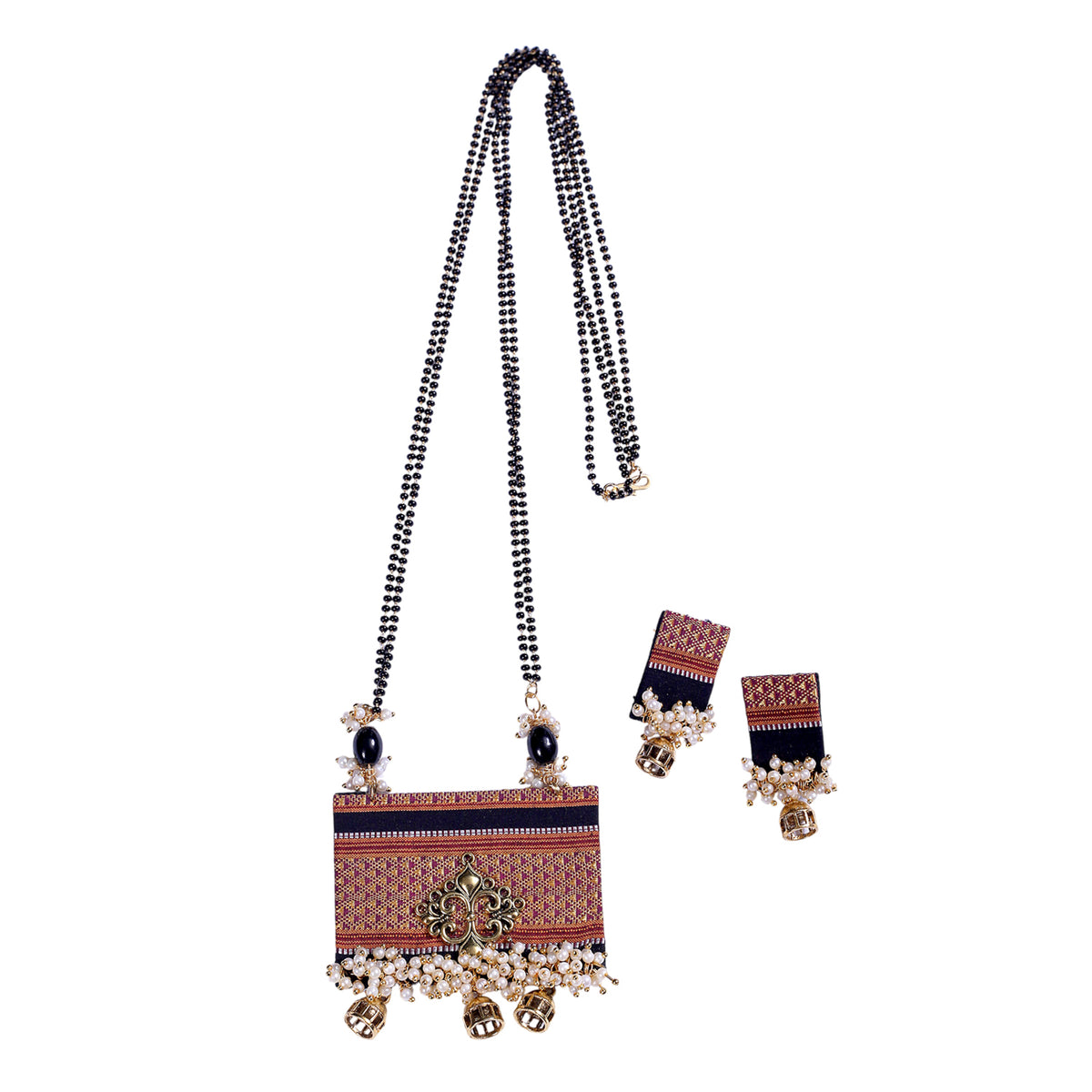 Black Beaded Statement Jewelry Set