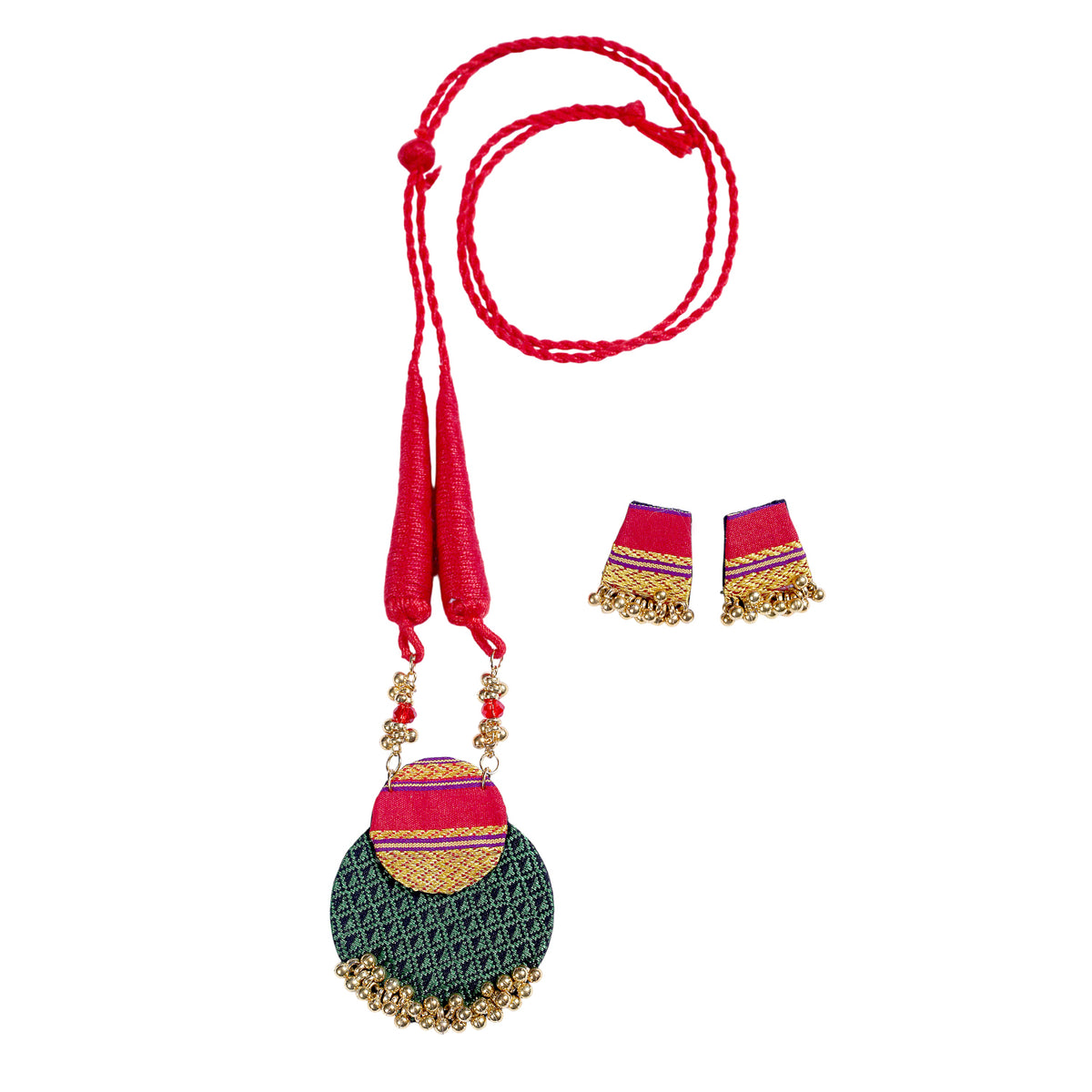 Maharashtrian Silk Thread & Fabric Jewelry Set