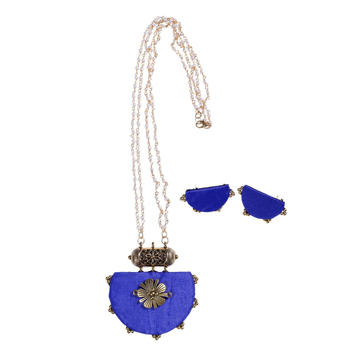 Silk Statement Necklace Set with Antique Motif