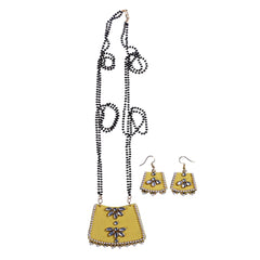 Mangalsutra Inspired Yellow Fabric Jewelry Set