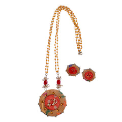 Paithani Fabric Necklace Set with Nath