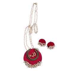 Silk Fabric Necklace Set with Nath