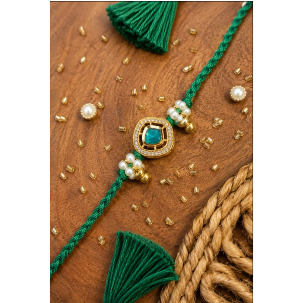 Emerald Kundan Rakhi