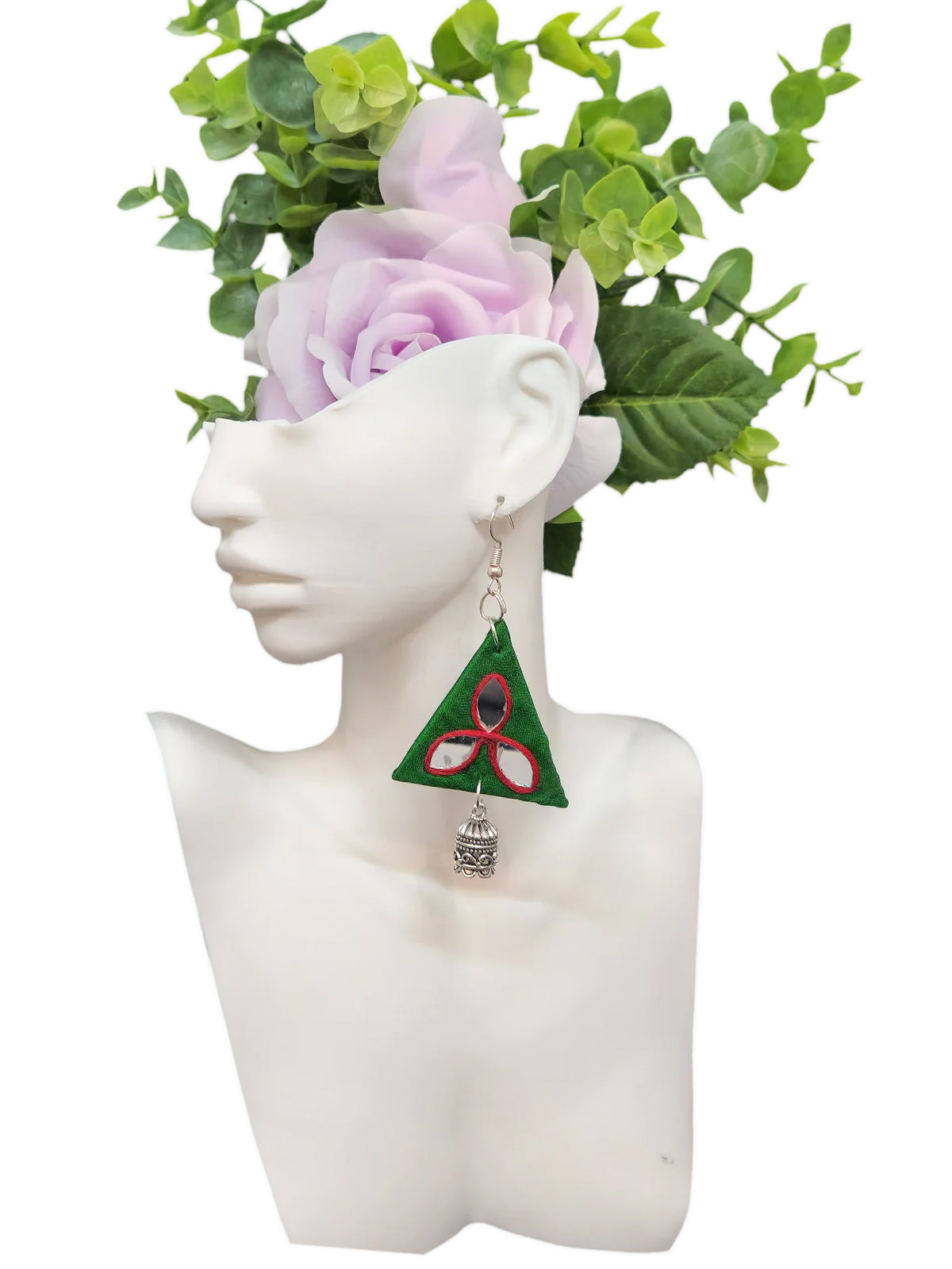 Simple Green Triangle Earrings