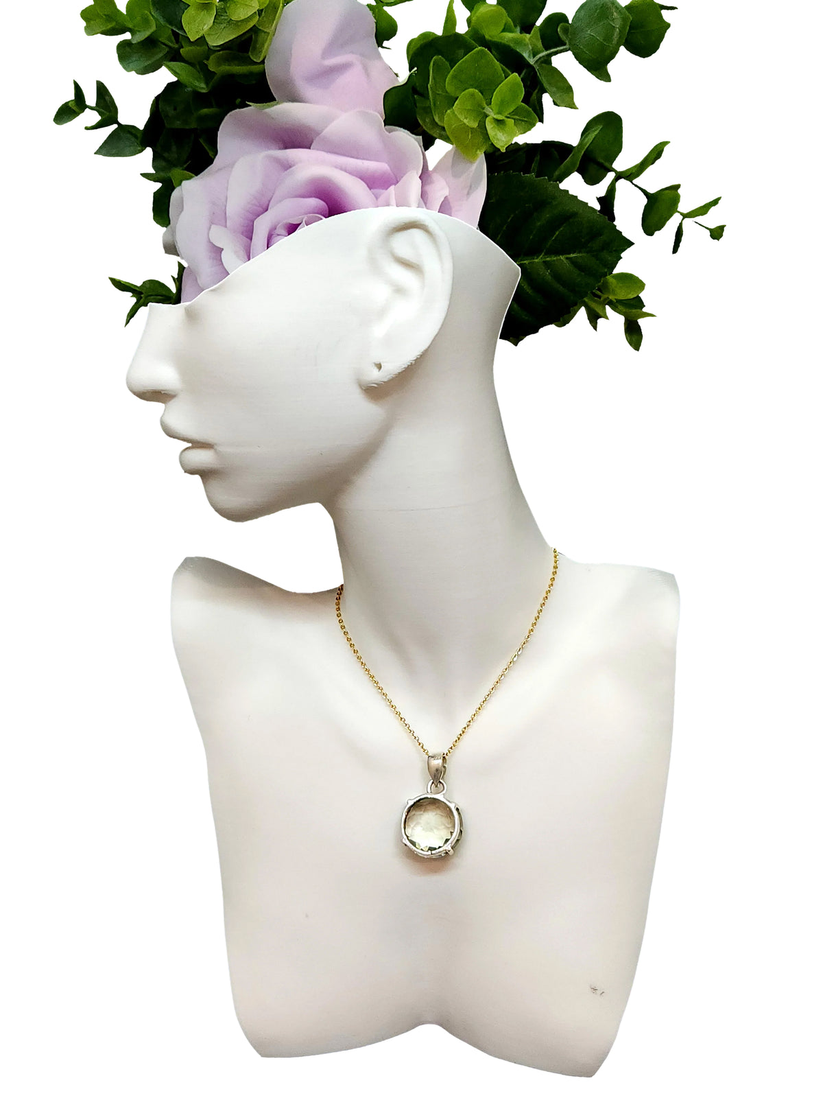 Simple Prasolite Silver Pendant