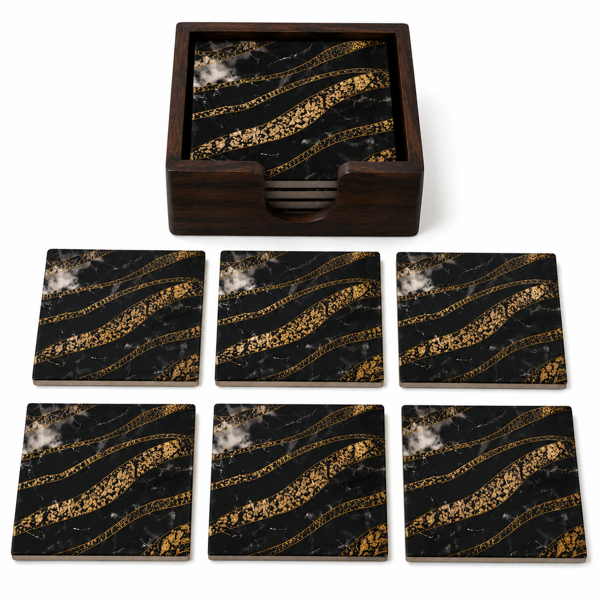 Golden Wave Coaster - Set of 6