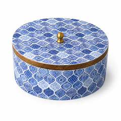 Azure Mosaic Round Serving Casserole with Lid