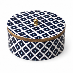 Midnight Ikat Round Serving Casserole with Lid
