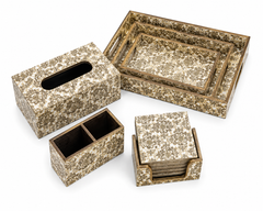 Ivory Floral Luxe Desk & Home Organiser Collection | 6-Piece Wooden Gift Set