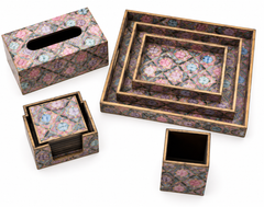 Aurora Mosaic Luxe Desk & Home Organiser Collection | 6-Piece Wooden Gift Set