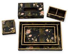 Midnight Bloom Luxe Desk & Home Organiser Collection | 6-Piece Wooden Gift Set