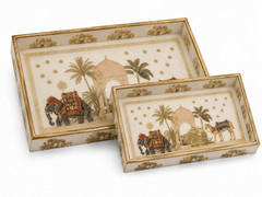 Royal Desert Caravan Luxe Serving Tray Set | 2-Piece Wooden Gift Set