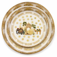 Royal Oasis Dome Luxe Round Serving Tray Set | 2-Piece Wooden Gift Set