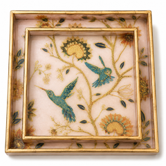 Bluebird Haven Luxe Square Serving Tray Set | 2-Piece Wooden Gift Set