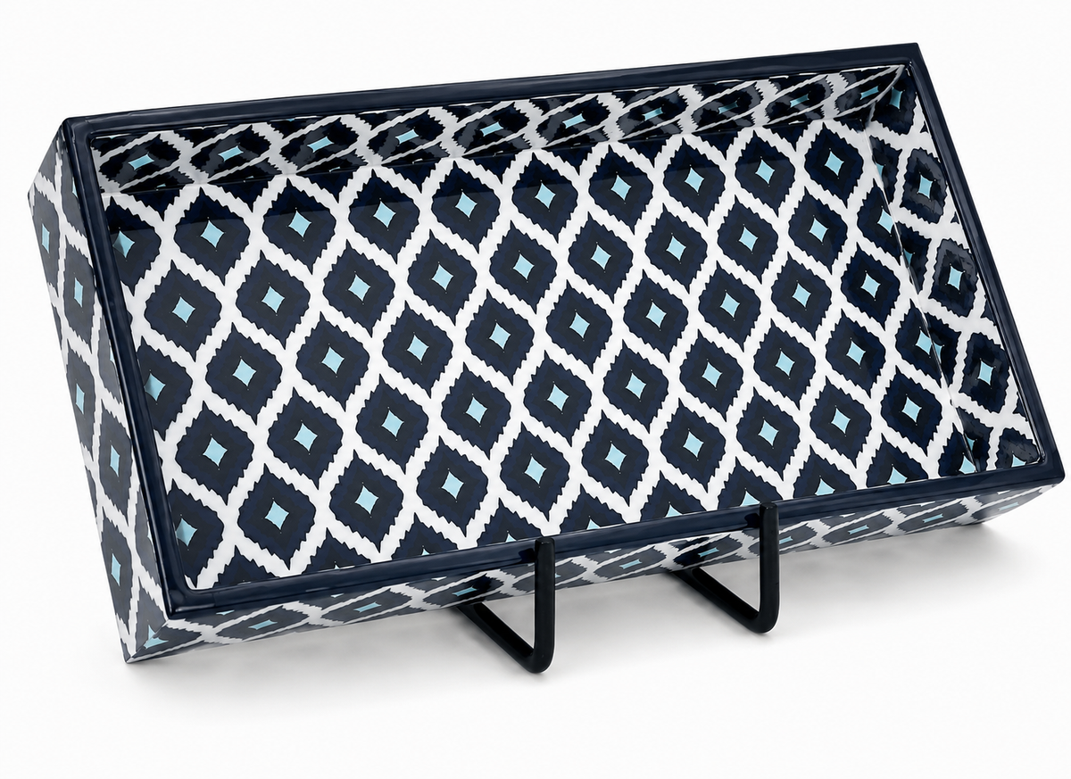 Midnight Ikat Luxe Rectangular Serving Tray
