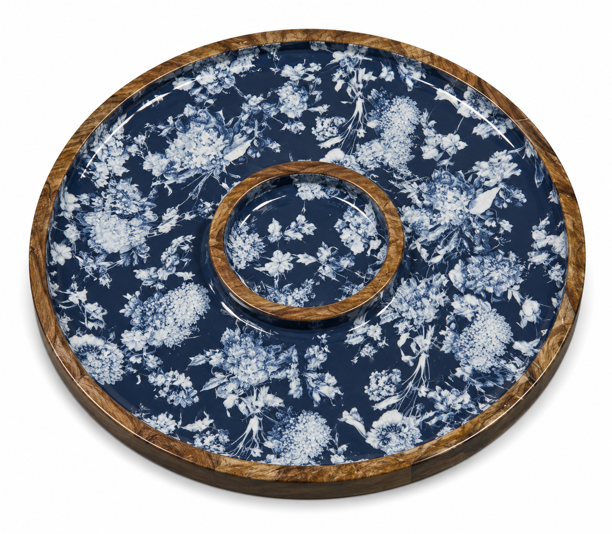 Noir Botanical Round Chip & Dip Serving Platter