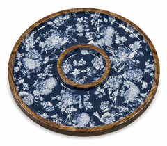 Noir Botanical Round Chip & Dip Serving Platter