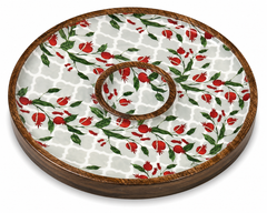 Ruby Pomegranate Round Chip & Dip Serving Platter